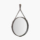 Peppercorn Leather Frame Round Wall Mirror