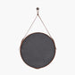 Vintage Brown Leather Frame Round Wall Mirror