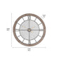 Natural Wood and Black Metal Mesh Round Wall Clock
