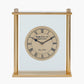 Gold Metal and Glass Floating Clock Face Square Table Clock