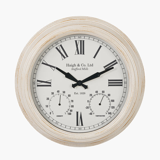 Antique Effect Gold Brushed Cream Indoor Outdoor Wall Clock