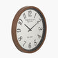 Dark Wood Effect White Faced Round Wall Clock