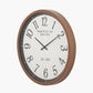 Dark Wood Effect White Faced Round Wall Clock