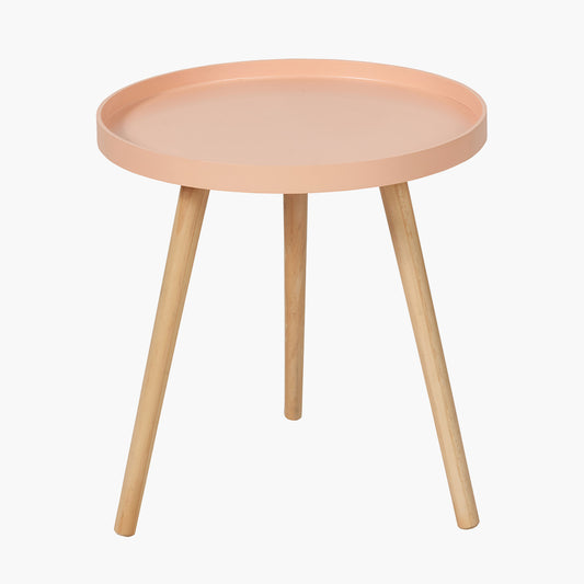 Halston Apricot Wood Veneer and Natural Pine Wood Side Table