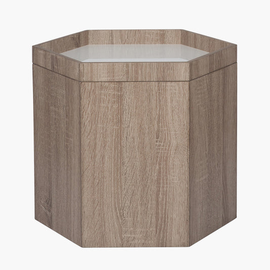 Oslo Natural and White Wood Hexagonal Storage Box Small