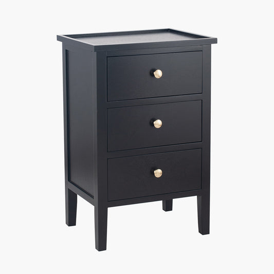 Chelmsford Satin Black Pine Wood 3 Drawer Unit