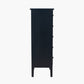 Chelmsford Satin Black Pine Wood 5 Drawer Tall Boy