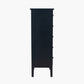 Chelmsford Satin Black Pine Wood 5 Drawer Tall Unit