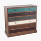 Loft Blue Multicoloured Pine Wood 6 Drawer Unit