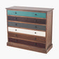 Loft Blue Multicoloured Pine Wood 6 Drawer Unit