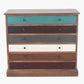 Loft Blue Multicoloured Pine Wood 6 Drawer Unit