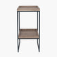 Gallery Natural Wood Veneer and Black Metal Side Table