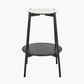 Marchello White Marble Veneer and Black Metal Side Table