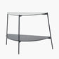 Marchello White Marble Veneer and Black Metal Console Table
