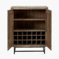 Marca Sand Wash Acacia Wood and Black Metal 2 Door Bar Cabinet