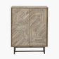 Marca Sand Wash Acacia Wood and Black Metal 2 Door Bar Cabinet