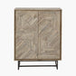 Marca Sand Wash Acacia Wood and Black Metal 2 Door Bar Cabinet