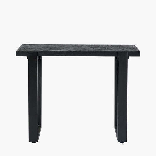 Mashu Matt Black Mango Wood and Black Metal Console Table