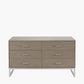 Ambroso Grey Wash Mango Wood and Silver Metal 6 Drawer Unit
