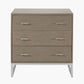 Ambroso Grey Wash Mango Wood and Silver Metal 3 Drawer Unit