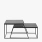 Mashiko S/2 Black Ash Veneer and Black Metal Coffee Tables