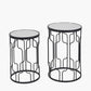 Caprisse S/2 Mirrored Glass and Graphite Metal Side Tables