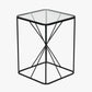 Roxy Glass and Black Metal Side Table