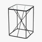 Roxy Glass and Black Metal Side Table