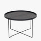 Voss Black Wood Veneer and Black Metal Coffee Table