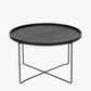 Voss Black Wood Veneer and Black Metal Coffee Table