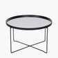 Voss Mirrored Glass and Black Wood Veneer Coffee Table