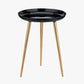 Seline Black Enamel and Gold Metal Side Table