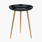 Seline Black Enamel and Gold Metal Side Table