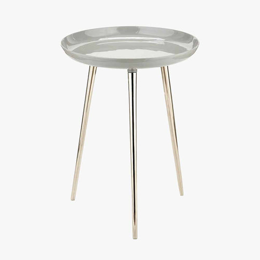 Seline Grey Enamel and Silver Metal Side Table