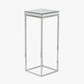 Elysee Mirrored Glass and Silver Metal Square Side Table