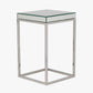 Elysee Mirrored Glass and Silver Metal Small Square Side Table