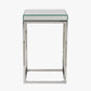 Elysee Mirrored Glass and Silver Metal Small Square Side Table