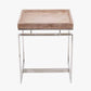 Evelyn Natural Antique Finish Mango Wood and Silver Metal Side Table