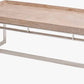 Evelyn Natural Antique Finish Mango Wood and Silver Metal Coffee Table