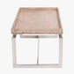 Evelyn Natural Antique Finish Mango Wood and Silver Metal Coffee Table