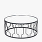 Caprisse Mirrored Glass and Graphite Metal Coffee Table