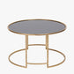 Veneziano Antique Gold Metal and Black Glass Coffee Table