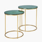 Milly S/2 Green Marble and Gold Metal Side Tables