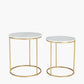 Milly S/2 White Marble and Gold Metal Side Tables