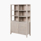 Khao Light Grey Mango Wood 2 Door 6 Niche Shelf Unit