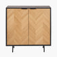 Hailee Black and Natural Chevron Oak and Pine Wood 2 Door Bar Cabinet