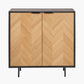 Hailee Black and Natural Chevron Oak and Pine Wood 2 Door Bar Cabinet