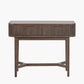 Raie Dark Brown Ribbed Oak and Pine Wood 2 Drawer Console Table