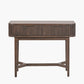 Raie Dark Brown Ribbed Oak and Pine Wood 2 Drawer Console Table
