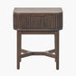 Raie Dark Brown Ribbed Oak and Pine Wood 1 Drawer Unit